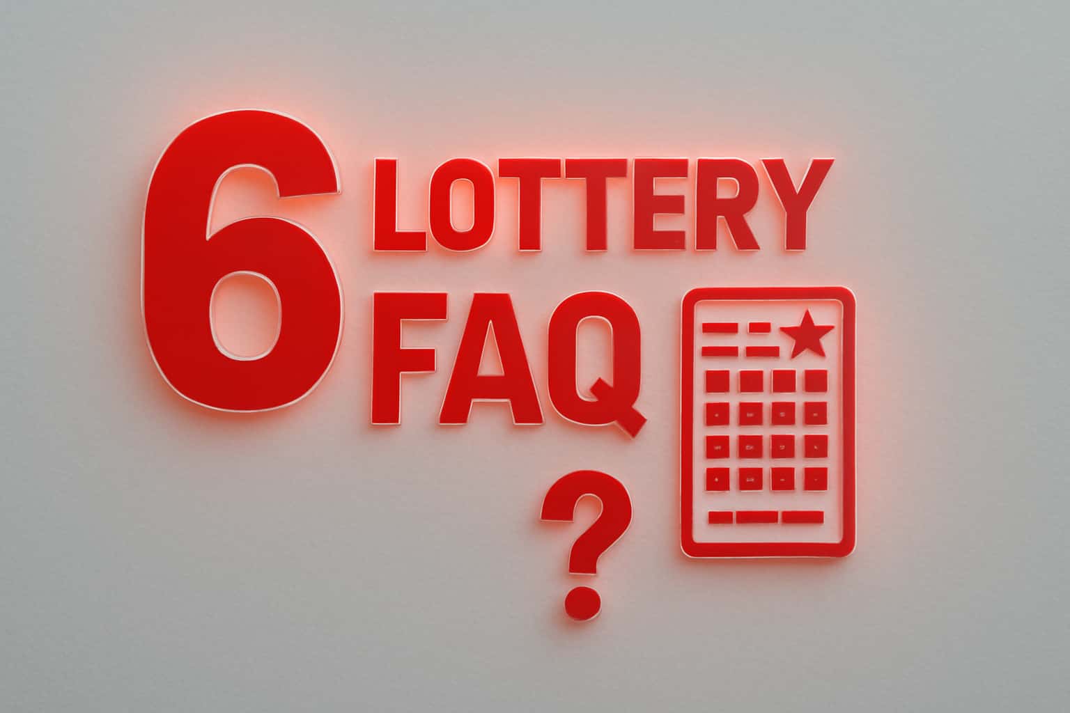 Informational graphic depicting 6 Lottery FAQ with red accents.