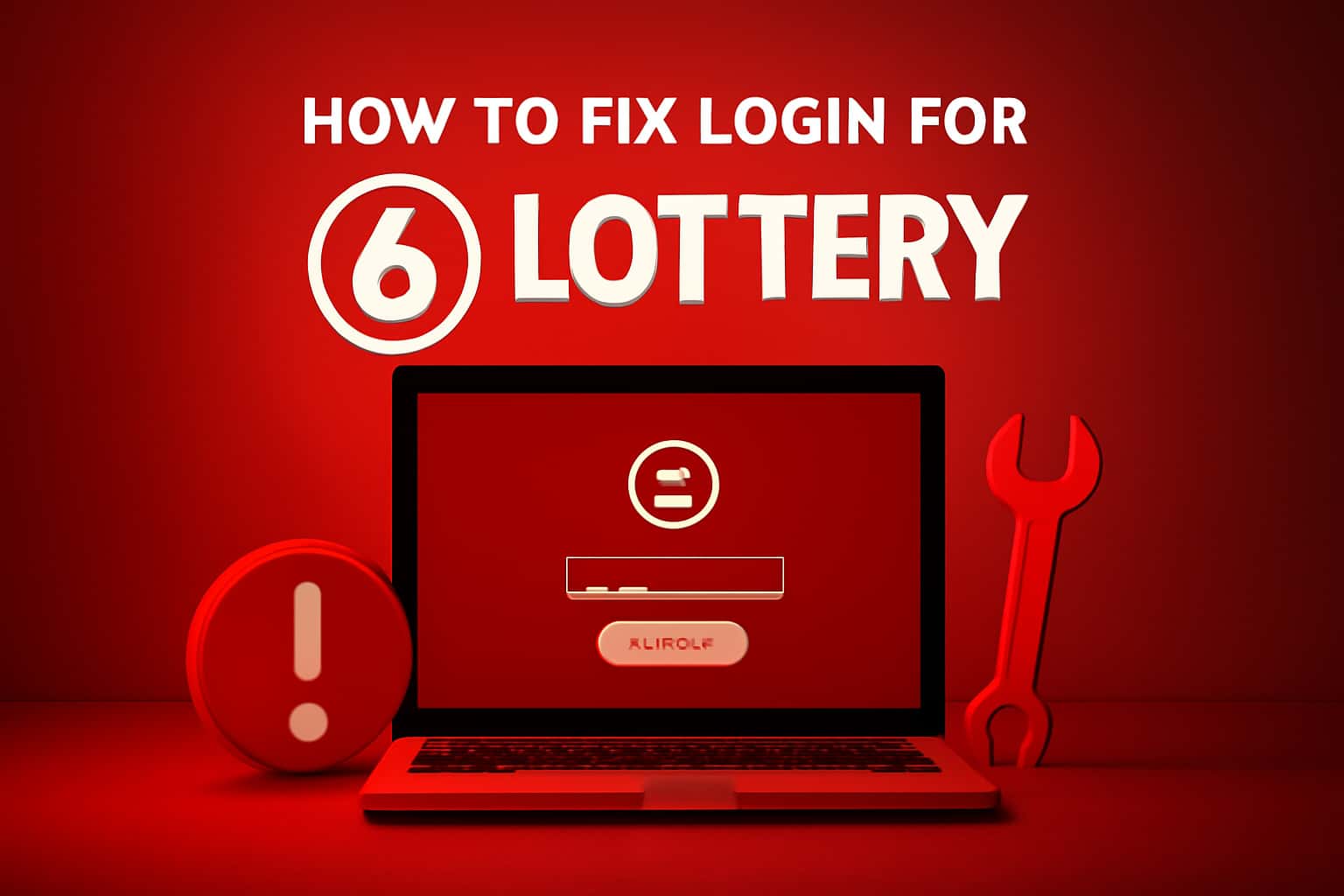 An educational illustration showing how to fix login issues for the 6 Lottery app.