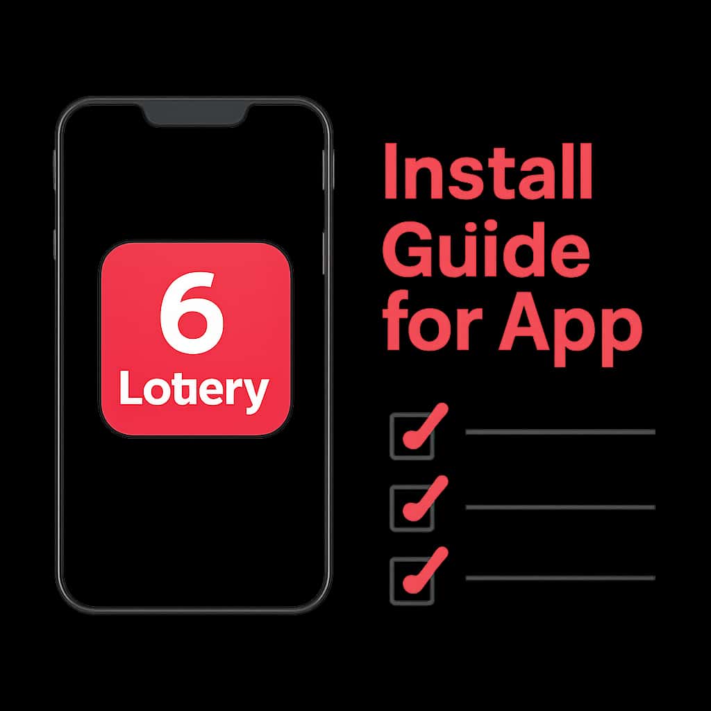 Diagram explaining the installation process for the 6 Lottery app.