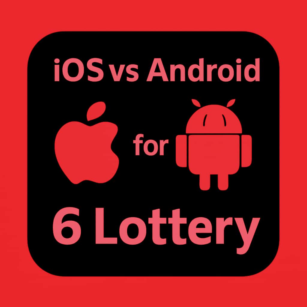 A badge symbolizing the comparison between iOS and Android for the 6 Lottery app.