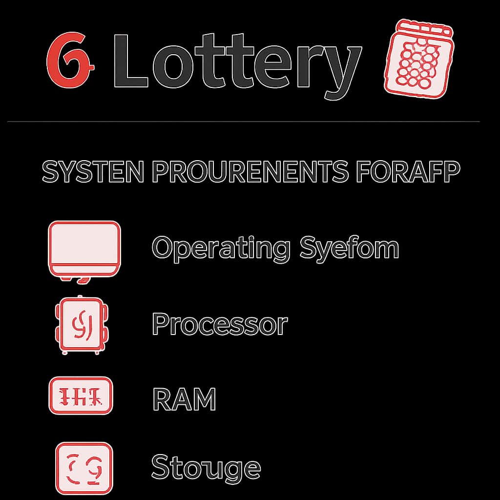 An educational diagram about the system requirements for the 6 Lottery app.