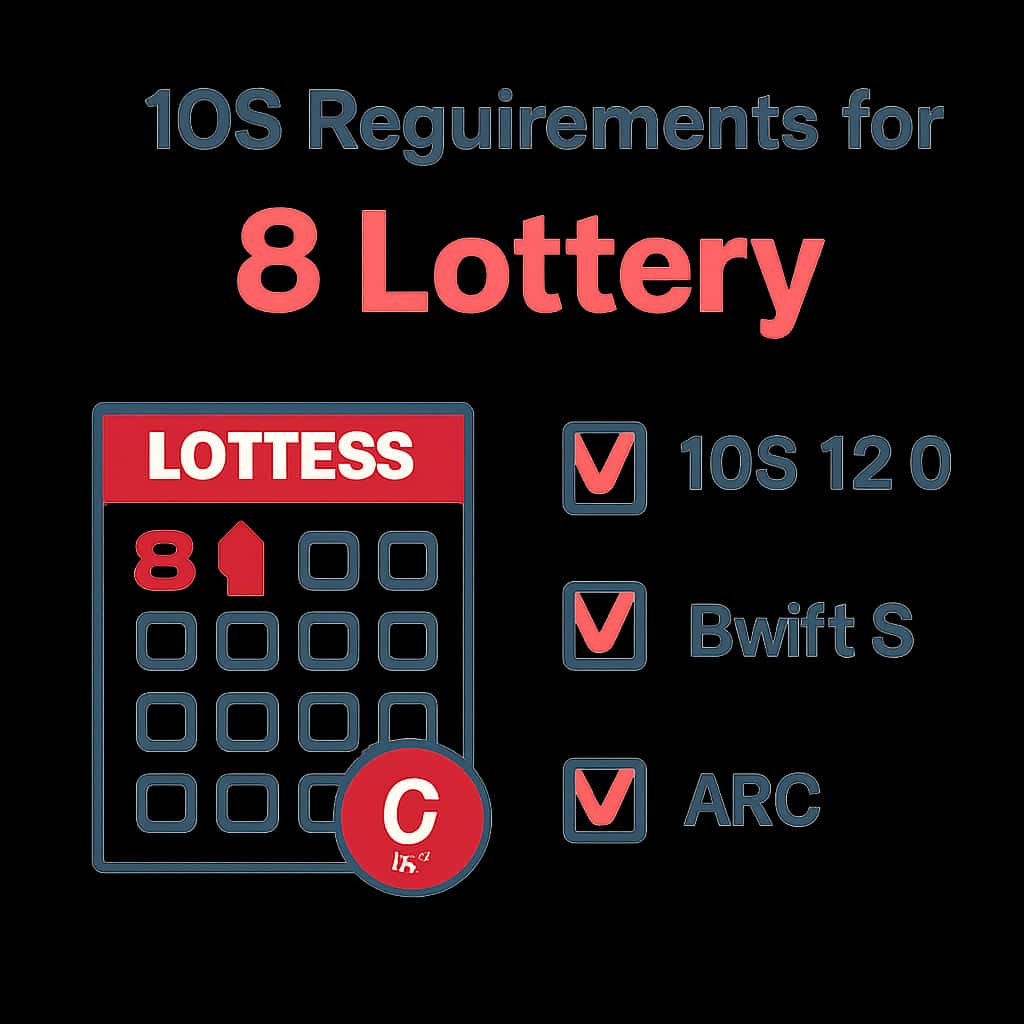 Diagram explaining iOS Requirements for 6 Lottery.