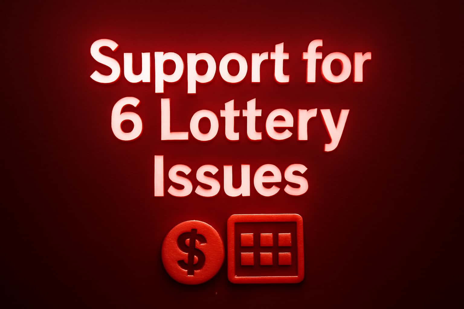 Informational scene depicting support for 6 Lottery Issues with a focus on app features.