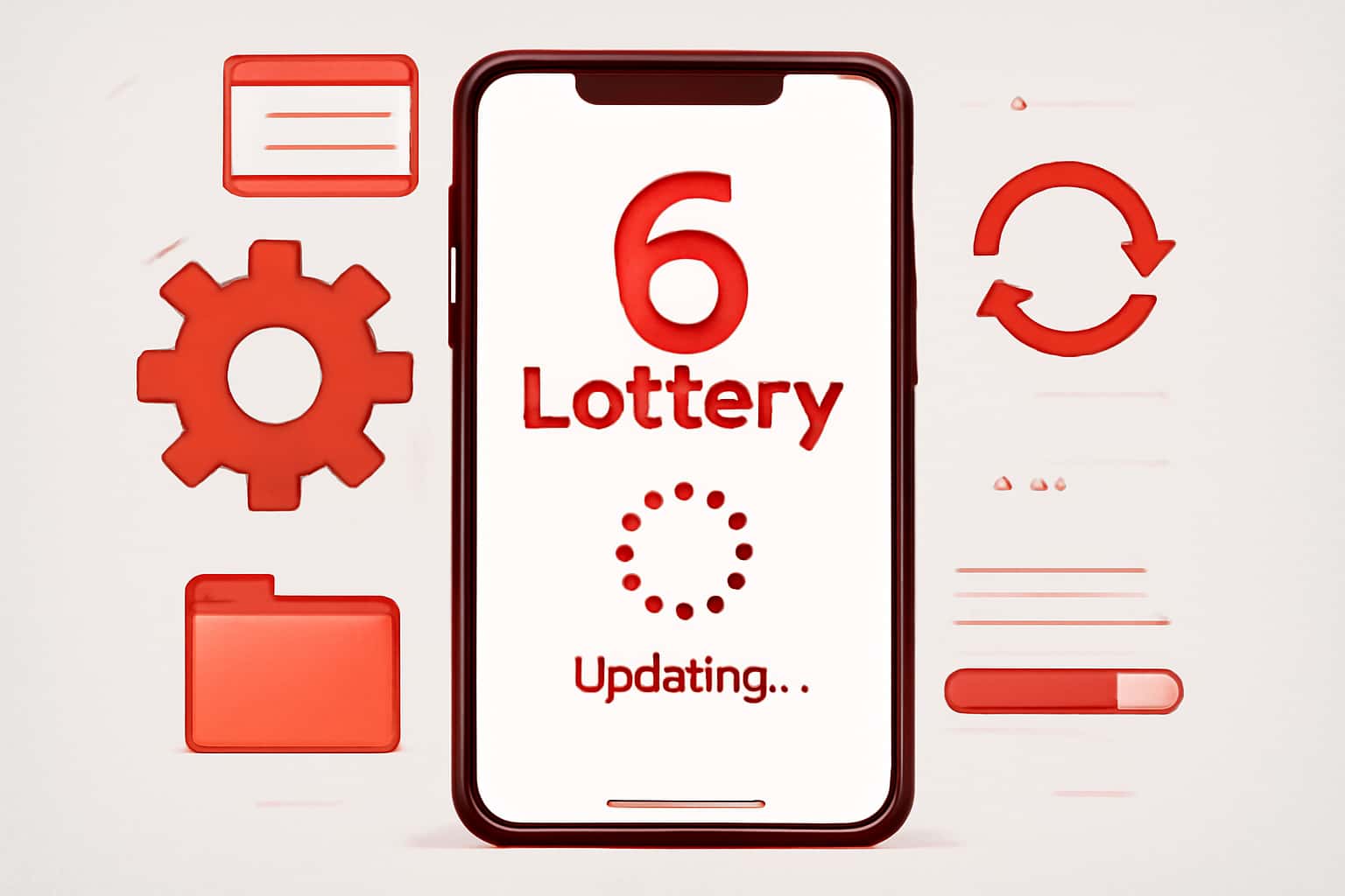 An informative scene highlighting the update process for the 6 Lottery App.
