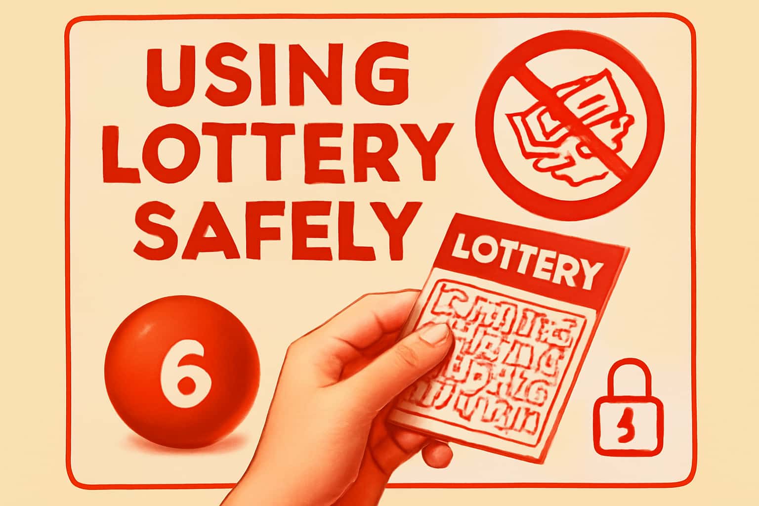 An informative scene illustrating safe practices for using the 6 Lottery application.